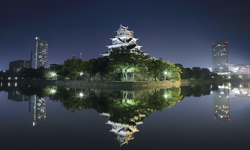 Обои замок хиросима (япония), hiroshima castle (japan) разрешение 1920x1200 Загрузить
