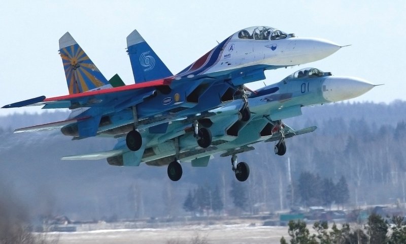 Обои россия, два, русские витязи, су 27, пилотажная группа, russia, two, russian knights, su 27, aerobatic team разрешение 1920x1080 Загрузить