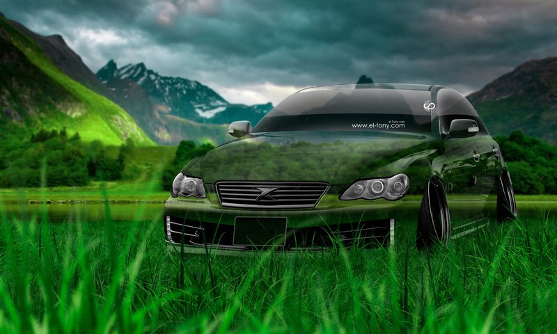 Обои трава, фотошоп, кристал, тюнинг, на природе, тойота, el tony cars, jdm, mark x, грин, green, grass, photoshop, crystal, tuning, nature, toyota разрешение 1920x1080 Загрузить