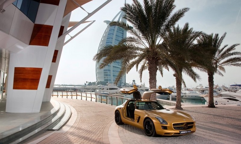 Обои город, пальмы, автомобиль, дубай, burj al arab jumeirah, the city, palm trees, car, dubai разрешение 1920x1200 Загрузить