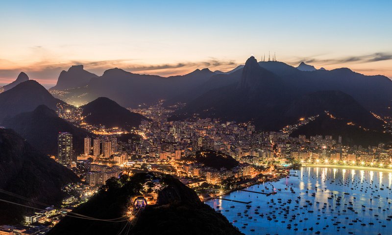 Обои вечер, лодки, залив, бразилия, бухта, рио-де-жанейро, the evening, boats, bay, brazil, rio de janeiro разрешение 2048x1365 Загрузить