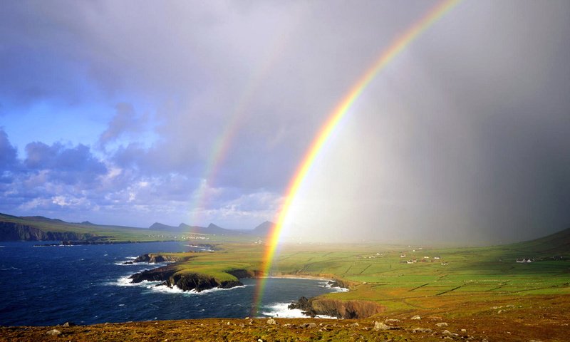 Обои река, берег, радуга, залив, ирландия, river, shore, rainbow, bay, ireland разрешение 1920x1200 Загрузить