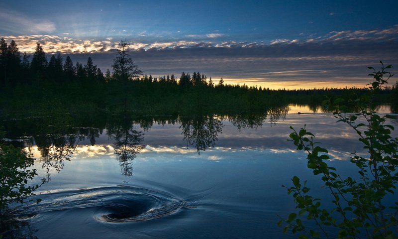 Обои озеро, закат, lake, sunset разрешение 2560x1600 Загрузить