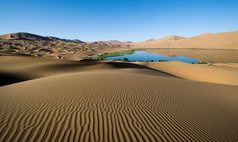 Обои небо, озеро, песок, пустыня, the sky, lake, sand, desert разрешение 1920x1200 Загрузить