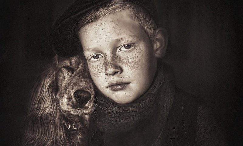 Обои собака, дети, мальчик, дружба, друзья, dog, children, boy, friendship, friends разрешение 2048x1365 Загрузить