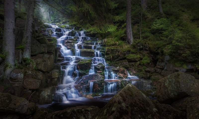 Обои вода, ступени, река, каскад, скалы, камни, лес, ручей, водопад, поток, германия, germany, water, stage, river, cascade, rocks, stones, forest, stream, waterfall разрешение 2048x1142 Загрузить