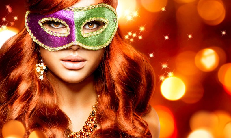 Обои девушка, маска, взгляд, модель, волосы, рыжеволосая, маскарад, girl, mask, look, model, hair, redhead, masquerade разрешение 4000x3605 Загрузить