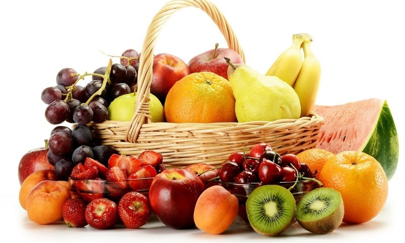 Обои виноград, ягоды, фрукты, киви, яблоки, бананы, груши, апельсины, абрикосы, клубника, нектарин, черешня, арбуз, корзина, grapes, berries, fruit, kiwi, bananas, apples, pear, oranges, apricots, strawberry, nectarine, cherry, watermelon, basket разрешение 1920x1280 Загрузить