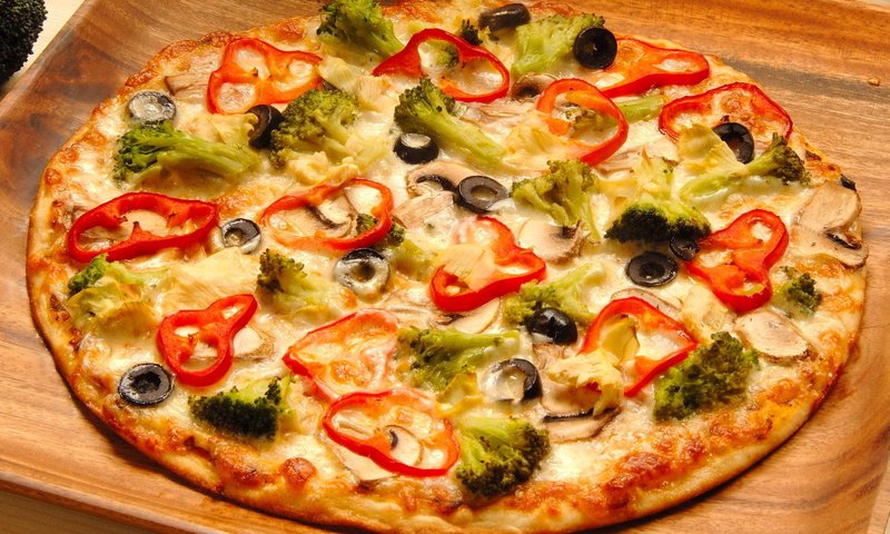 Обои оливки, перец, пицца, брокколи, olives, pepper, pizza, broccoli разрешение 1920x1200 Загрузить