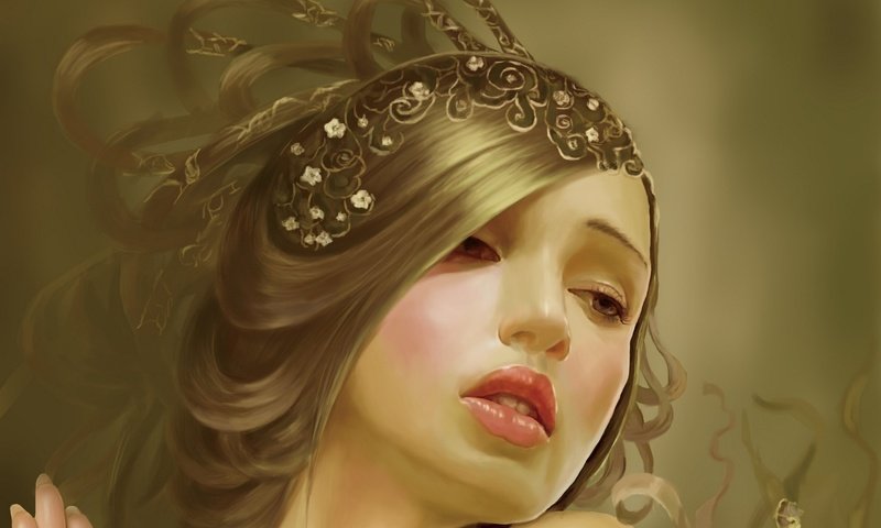 Обои арт, украшения, девушка, фэнтези, волосы, лицо, tang yuehui, art, decoration, girl, fantasy, hair, face разрешение 1920x1280 Загрузить