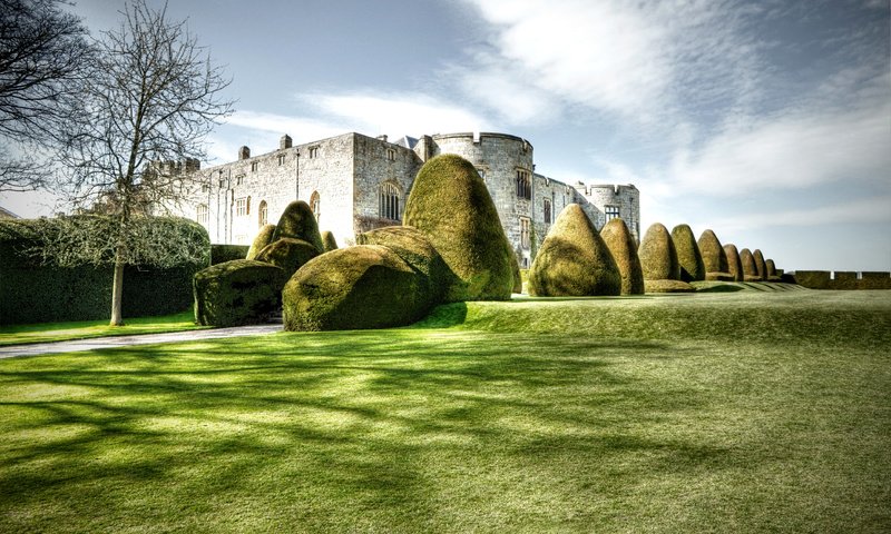 Обои трава, дерево, дизайн, кусты, замок, великобритания, уэльс, chirk castle, grass, tree, design, the bushes, castle, uk, wales разрешение 3756x2500 Загрузить