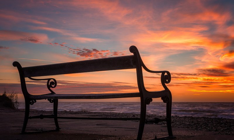 Обои небо, закат, скамья, the sky, sunset, bench разрешение 1999x1400 Загрузить