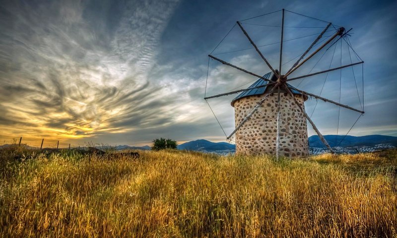 Обои природа, пейзаж, поле, мельница, nature, landscape, field, mill разрешение 2048x1363 Загрузить