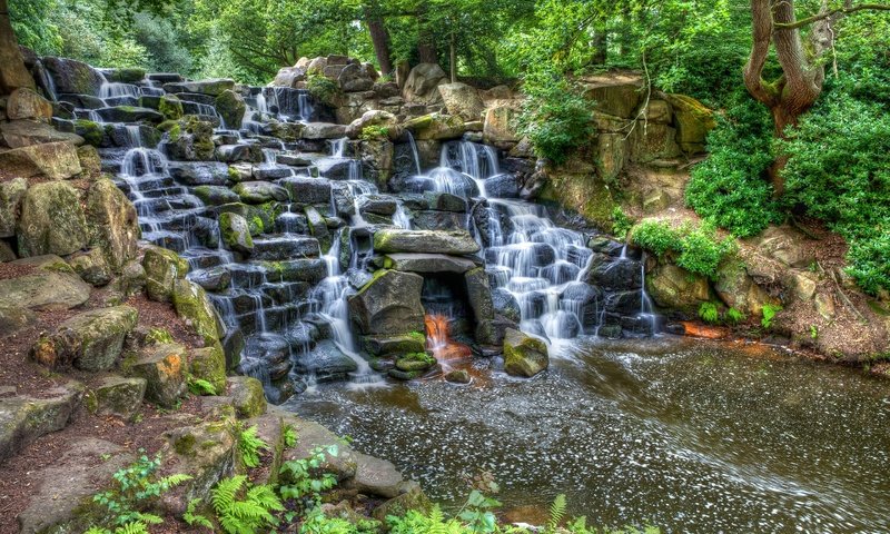 Обои деревья, скалы, пейзаж, водопад, вирджиния, trees, rocks, landscape, waterfall, va разрешение 2880x1919 Загрузить