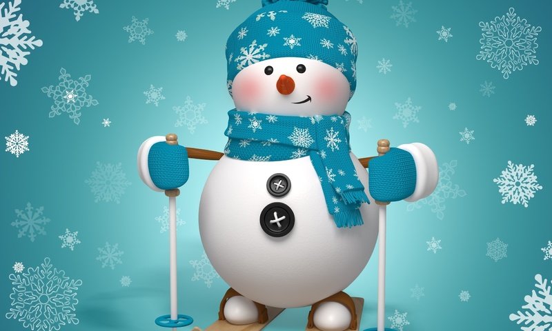 Обои снег, новый год, снеговик, лыжи, шарф, рождетство, пуговица, snow, new year, snowman, ski, scarf, rojdestvo, button разрешение 2560x1600 Загрузить