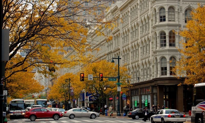 Обои город, осень, улица, the city, autumn, street разрешение 1920x1200 Загрузить