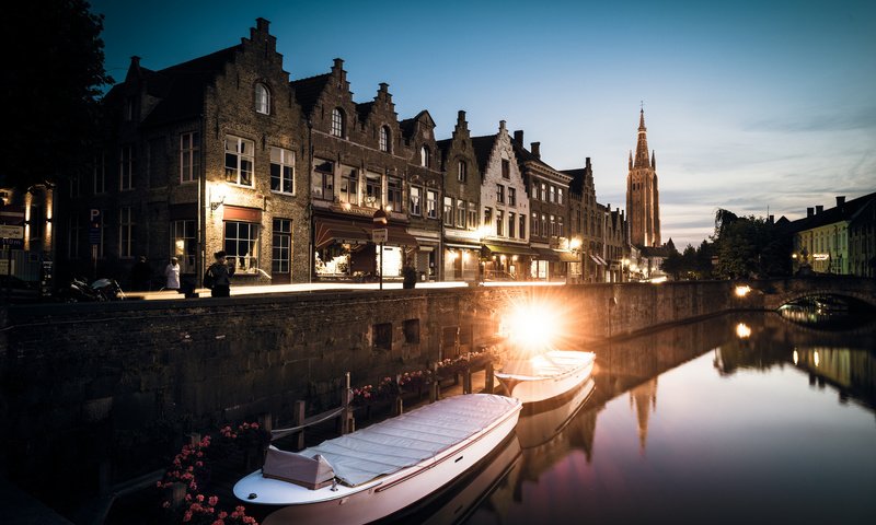 Обои вечер, сумерки, бельгия, западная фландрия, брюгге, the evening, twilight, belgium, west-flanders, bruges разрешение 1920x1200 Загрузить