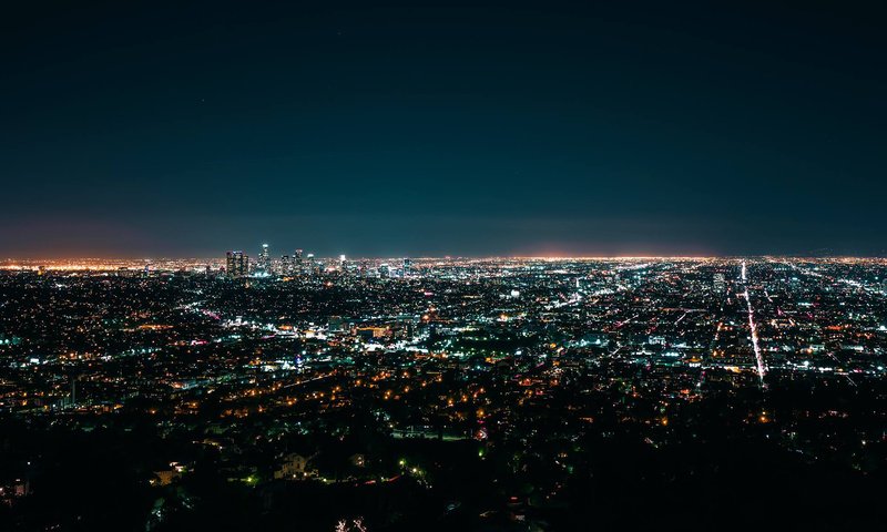 Обои ночь, огни, пейзаж, калифорния, лос-анджелес, night, lights, landscape, ca, los angeles разрешение 2048x1174 Загрузить