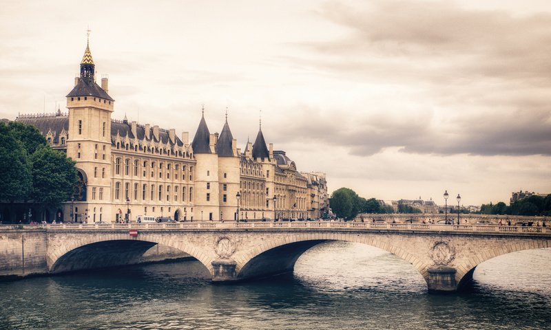 Обои мост, город, париж, франция, bridge, the city, paris, france разрешение 1920x1200 Загрузить