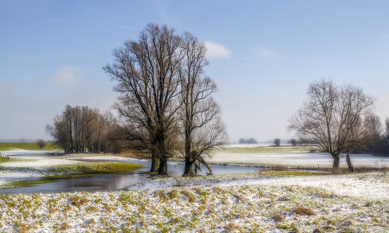 Обои деревья, река, пейзаж, поле, осень, trees, river, landscape, field, autumn разрешение 2500x1594 Загрузить