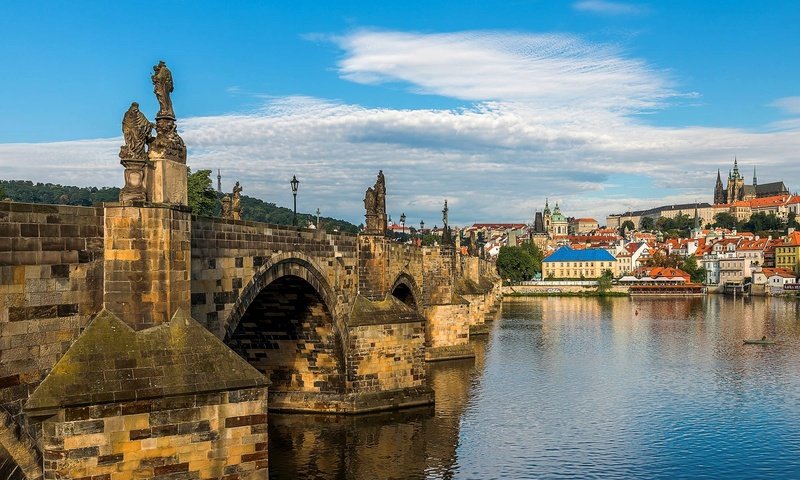 Обои река, прага, карлов мост, чехия, river, prague, charles bridge, czech republic разрешение 2200x1481 Загрузить