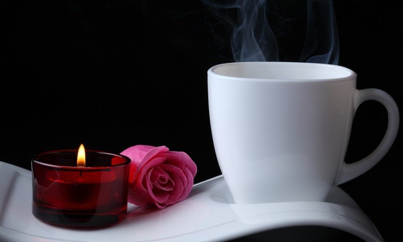 Обои фон, цветок, роза, кофе, свеча, background, flower, rose, coffee, candle разрешение 1920x1200 Загрузить