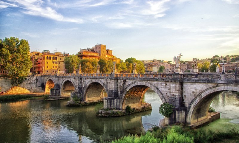 Обои река, мост, дома, италия, рим, river, bridge, home, italy, rome разрешение 2265x1500 Загрузить