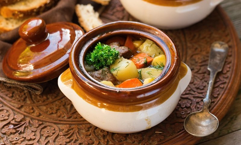 Обои овощи, жаркое, горшочек, vegetables, hot, pot разрешение 1920x1200 Загрузить