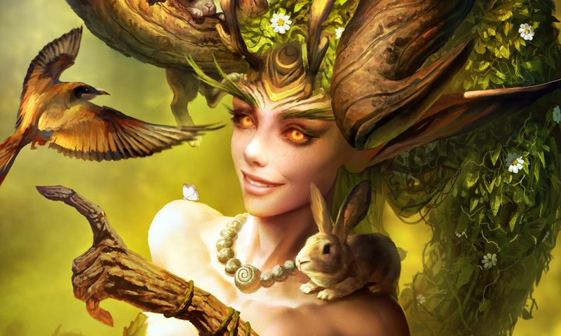 Обои цветы, арт, природа, растения, животные, взгляд, heroes of the storm, lunara, flowers, art, nature, plants, animals, look разрешение 1920x1436 Загрузить