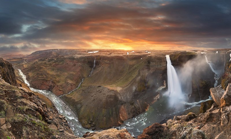 Обои река, горы, восход, водопад, river, mountains, sunrise, waterfall разрешение 1920x1080 Загрузить