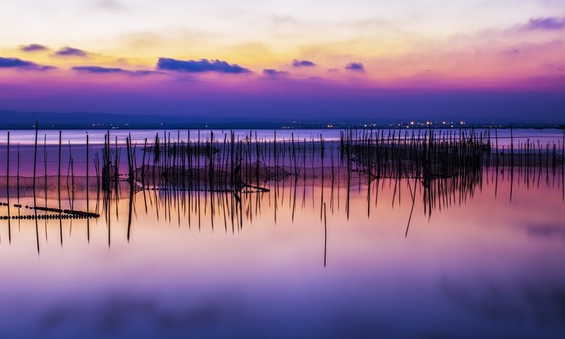 Обои вечер, озеро, закат, отражение, the evening, lake, sunset, reflection разрешение 2583x1722 Загрузить