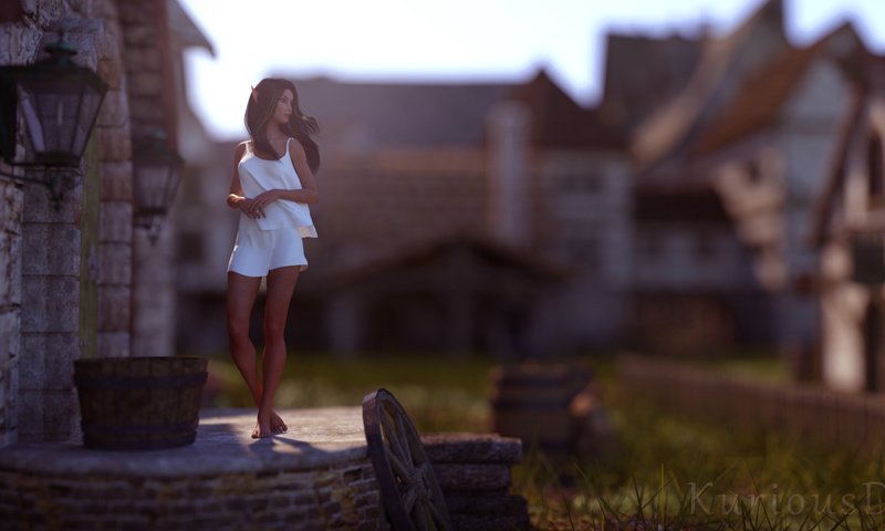 Обои девушка, фэнтези, эльф, рендер, 3д, girl, fantasy, elf, render, 3d разрешение 3360x1440 Загрузить