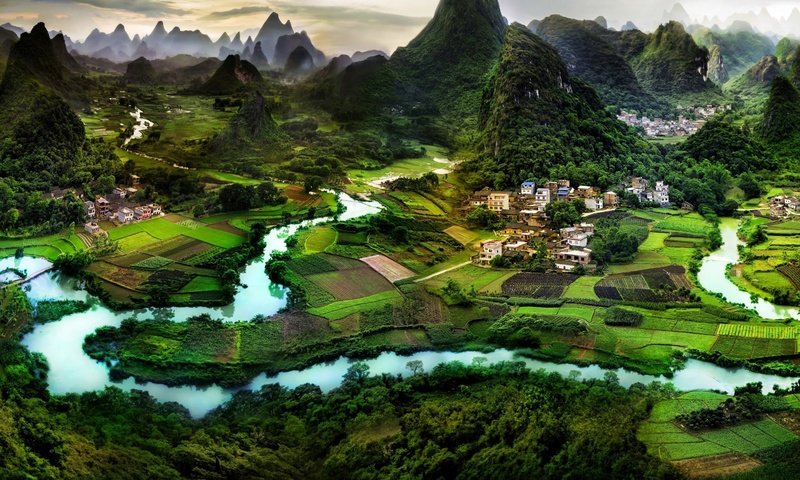 Обои река, горы, китай, ландшафт, гуилинь, river, mountains, china, landscape, guilin разрешение 1920x1200 Загрузить
