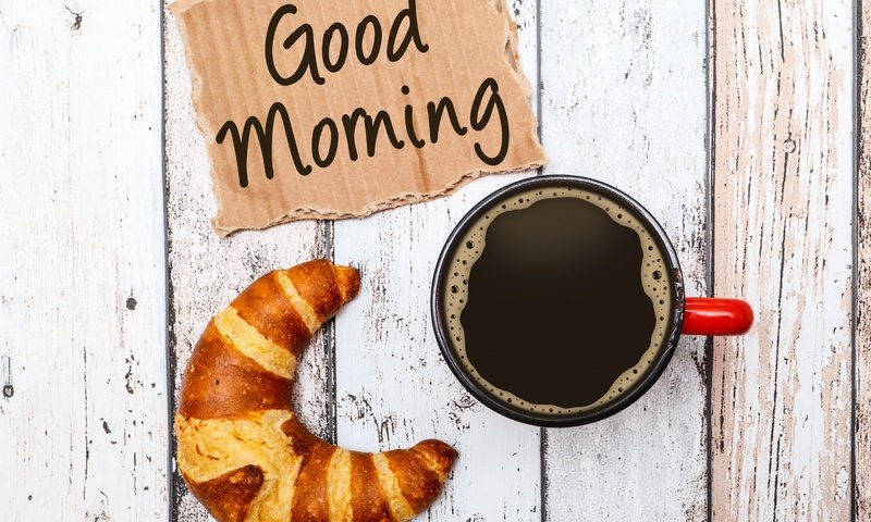 Обои кофе, кубок, круассан, доброе утро, coffee, cup, croissant, good morning разрешение 2880x2120 Загрузить