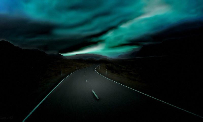 Обои дорога, ночь, горы, природа, road, night, mountains, nature разрешение 2560x1440 Загрузить