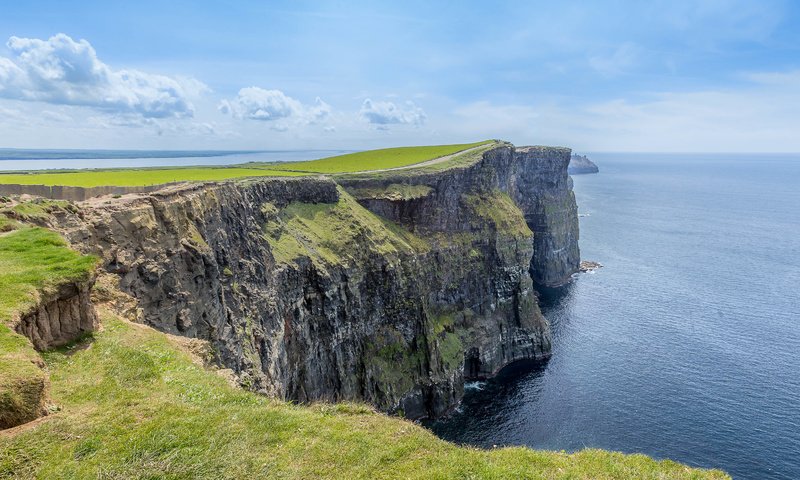 Обои скалы, океан, ирландия, killilagh, clare, графство клэр, rocks, the ocean, ireland, county clare разрешение 5084x2915 Загрузить