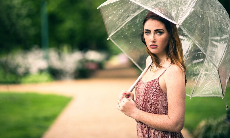 Обои девушка, лето, взгляд, модель, зонт, кети, веснушки, rainy morning, girl, summer, look, model, umbrella, katie, freckles разрешение 2000x1317 Загрузить