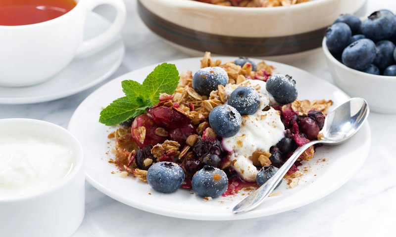 Обои ягоды, голубика, овсянка, berries, blueberries, oatmeal разрешение 2048x1367 Загрузить