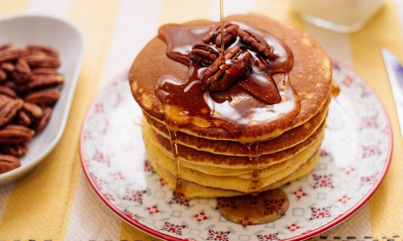 Обои орехи, мед, блинчики, блины, панкейк, nuts, honey, pancakes, pancake разрешение 1990x1341 Загрузить