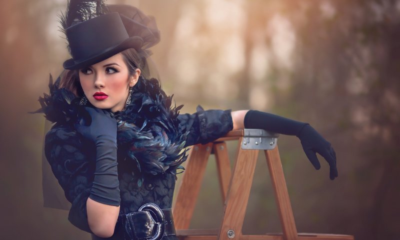 Обои стиль, девушка, платье, шляпа, гламур, перчатки, style, girl, dress, hat, glamour, gloves разрешение 4368x2912 Загрузить