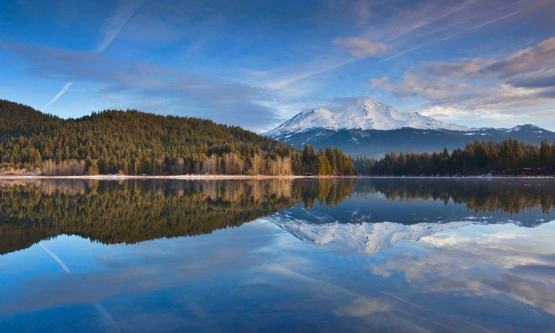 Обои отражение, сша, калифорния, озеро сиския, гора шаста, reflection, usa, ca, lake siskiyou, mount shasta разрешение 1920x1080 Загрузить