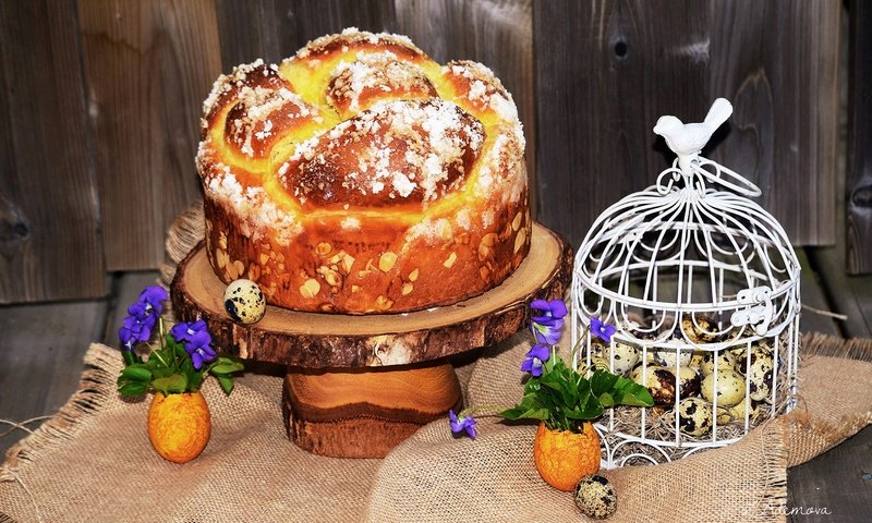 Обои цветы, выпечка, пирог, глазунья, baking, кулебяка, flowers, cakes, pie, eggs разрешение 2880x1719 Загрузить