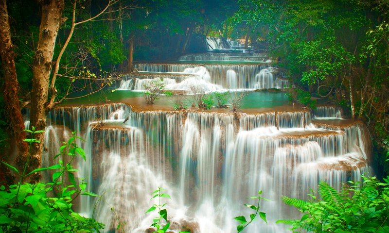 Обои деревья, kanchanaburi, водопад хуай мэй хамин, лес, huay mae khamin waterfalls, khuean srinagarindra national park, ручей, водопад хуай мае кхамин, huai mae khamin, водопад, таиланд, тропики, каскад, huay maekamin waterfall, trees, forest, stream, waterfall, thailand, tropics, cascade, waterfall huay maekamin разрешение 2880x1920 Загрузить