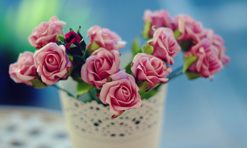 Обои цветы, розы, букет, розовые, ваза, flowers, roses, bouquet, pink, vase разрешение 2560x1600 Загрузить