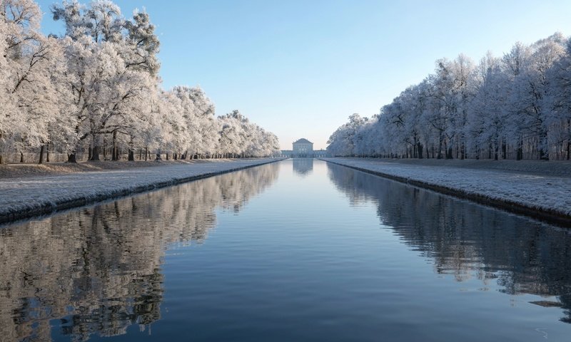 Обои зима, архитектура, symmetrie, münchen, winter, architecture разрешение 2560x1709 Загрузить