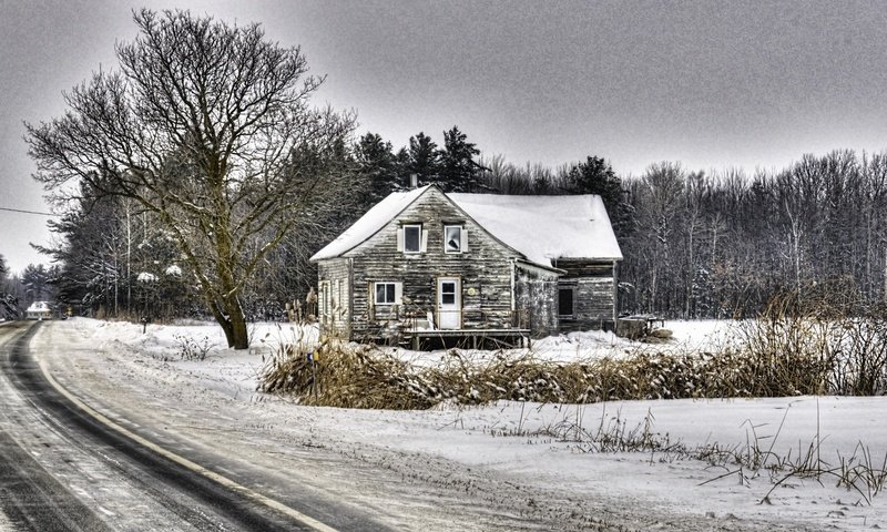 Обои дорога, природа, зима, дом, road, nature, winter, house разрешение 2597x1440 Загрузить
