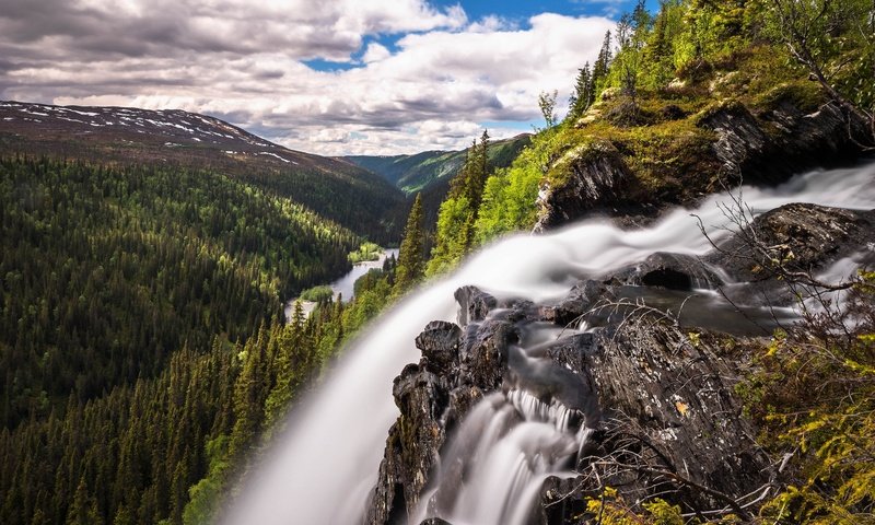 Обои река, природа, гора, водопад, river, nature, mountain, waterfall разрешение 2048x1365 Загрузить