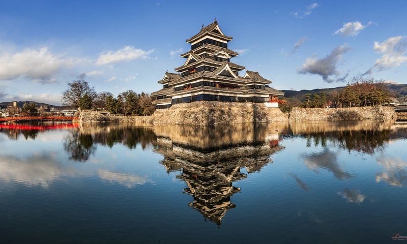 Обои замок, япония, японский, старинный, замок мацумото, castle, japan, japanese, vintage, matsumoto castle разрешение 6665x3818 Загрузить