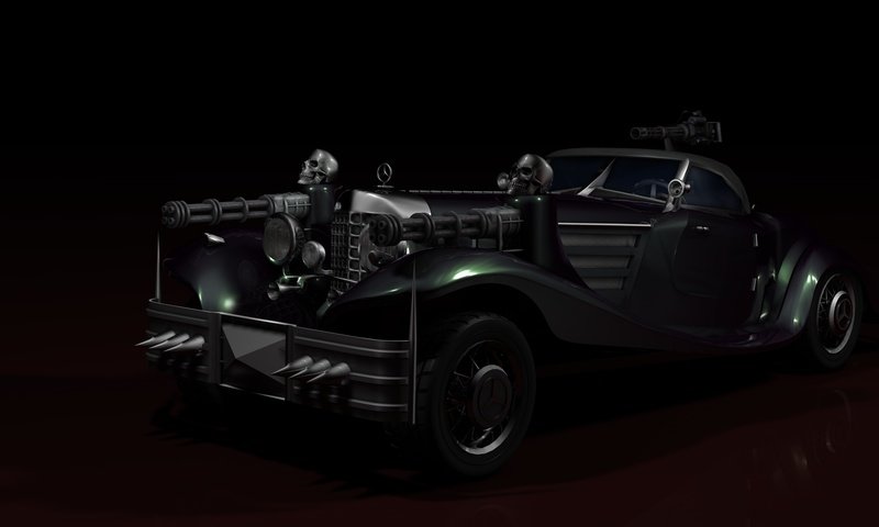 Обои череп, пулемет, мерседес, skull, machine gun, mercedes разрешение 1920x1080 Загрузить