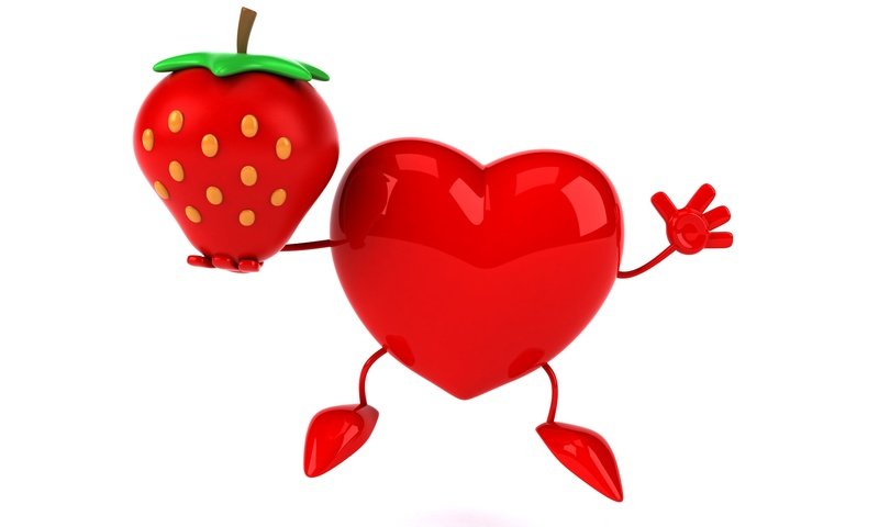 Обои клубника, сердце, 3d art, ренденринг, забавная, сердечка, strawberry, heart, rendering, funny разрешение 6000x4000 Загрузить